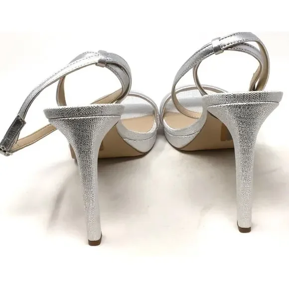 Sam Edelman Jade Women's Size 9 Silver Ankle Strap High Heel Sandals Shoes - Picture 6 of 8